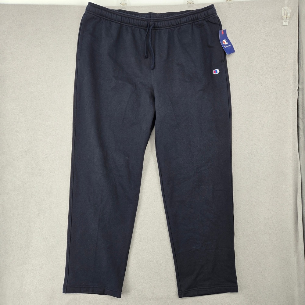 Champion NWT XXL Powerblend Open Bottom Pant‎ Mens Navy Blue Athletic Sweatpants